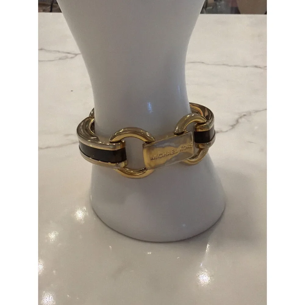 Michael Kors Gold-Tone Link Bracelet Tortoise Inlay One Size
